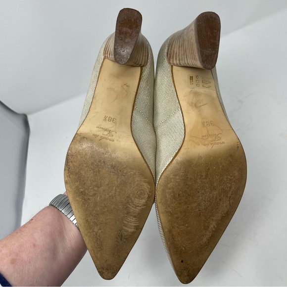 France Mode champagne Metallic Leather pumps with strap EU38.5 - Picture 9 of 13